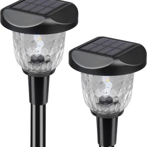 Paquete de 2 luces solares para camino, luces de cristal con estaca de paisaje que brillan hasta 12 horas para pasarela al aire libre, césped, Paquete de 2 luces solares para camino, luces de cristal con estaca de paisaje que brillan hasta 12 horas para pasarela al aire libre, césped,