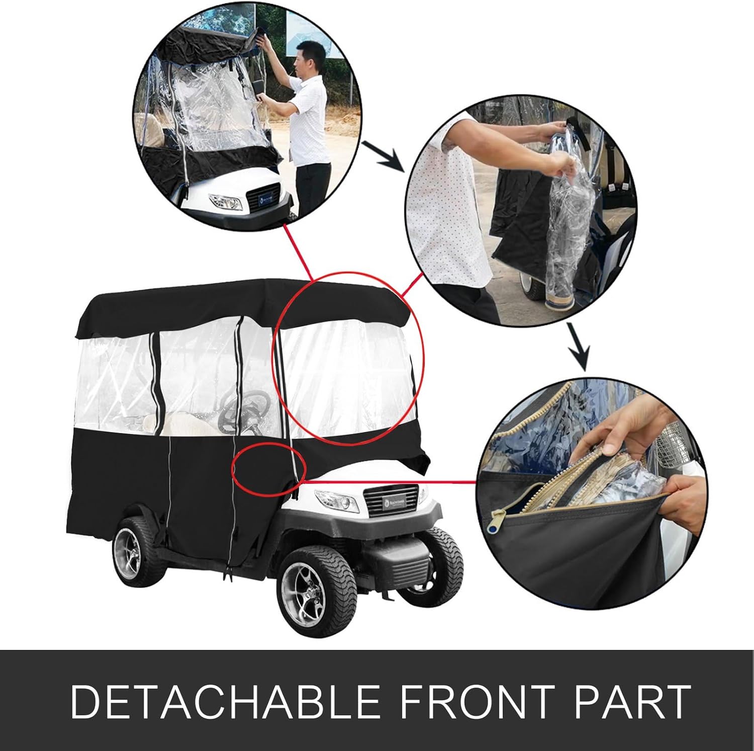 Waterproof 4-Person Golf Cart Enclosure with Transparent Windows, Fits EZGO, Club Car, Yamaha Cart – Deluxe Fairway Cover