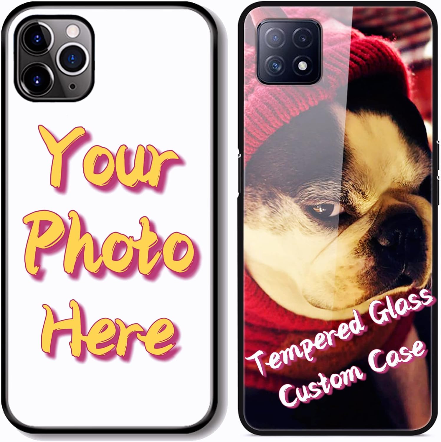 Funda de vidrio templado con foto personalizada para OPPO R17 Find X2 X3 F17 F9 A72 Reno 8 7 6 Realme 8 Pro, personaliza la imagen 9H parte trasera