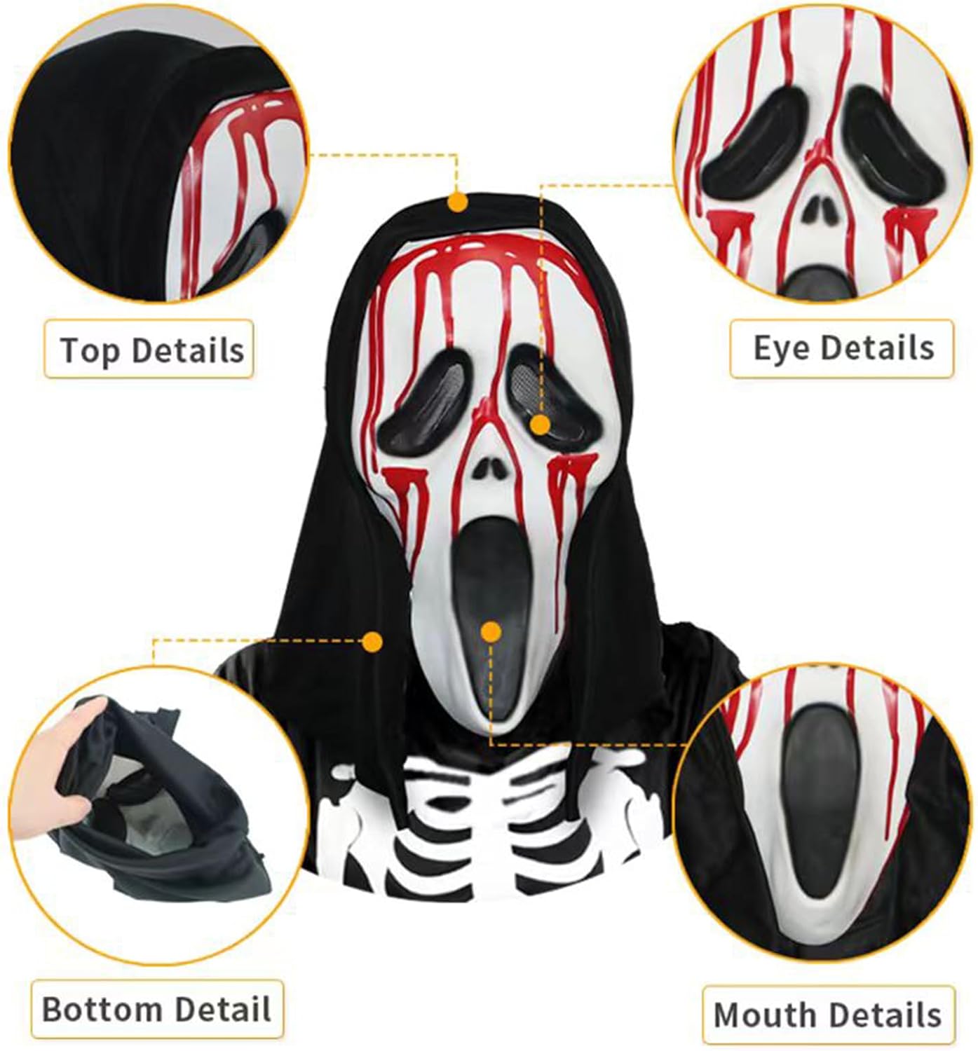 Máscaras de terror de Halloween, máscaras de terror, disfraces de terror, juegos de rol de terror de Halloween, divertidas máscaras de látex de