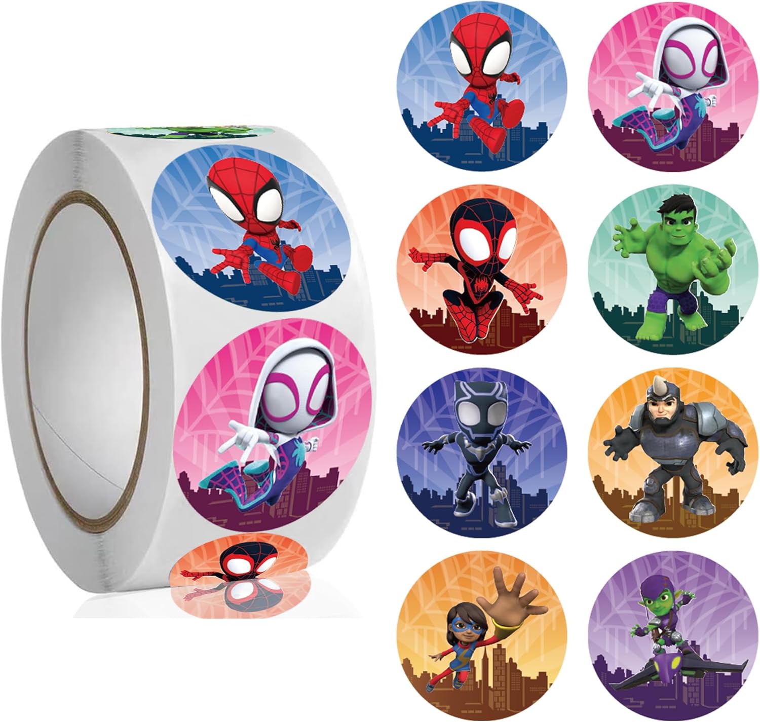 Spidey and His Amazing Friends – Calcomanías para niños, 500 unidades, Spidey y sus increíbles amigos, suministros de decoración de fiesta de