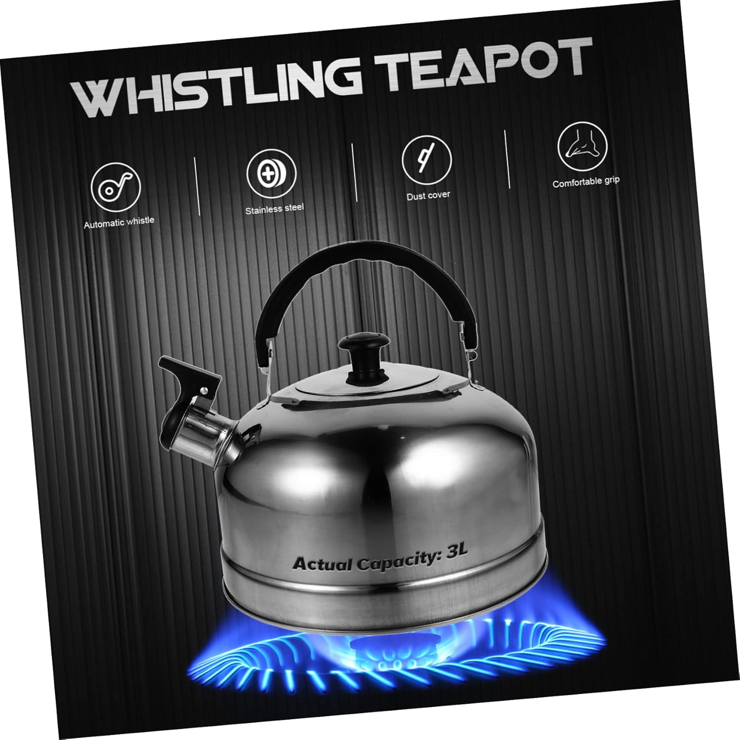 NOLITOY Olla de sonido para camping, tetera para acampar, hervidor de hervidor, silbato fuerte, tetera, silbido, tetera, tetera de acero inoxidable,