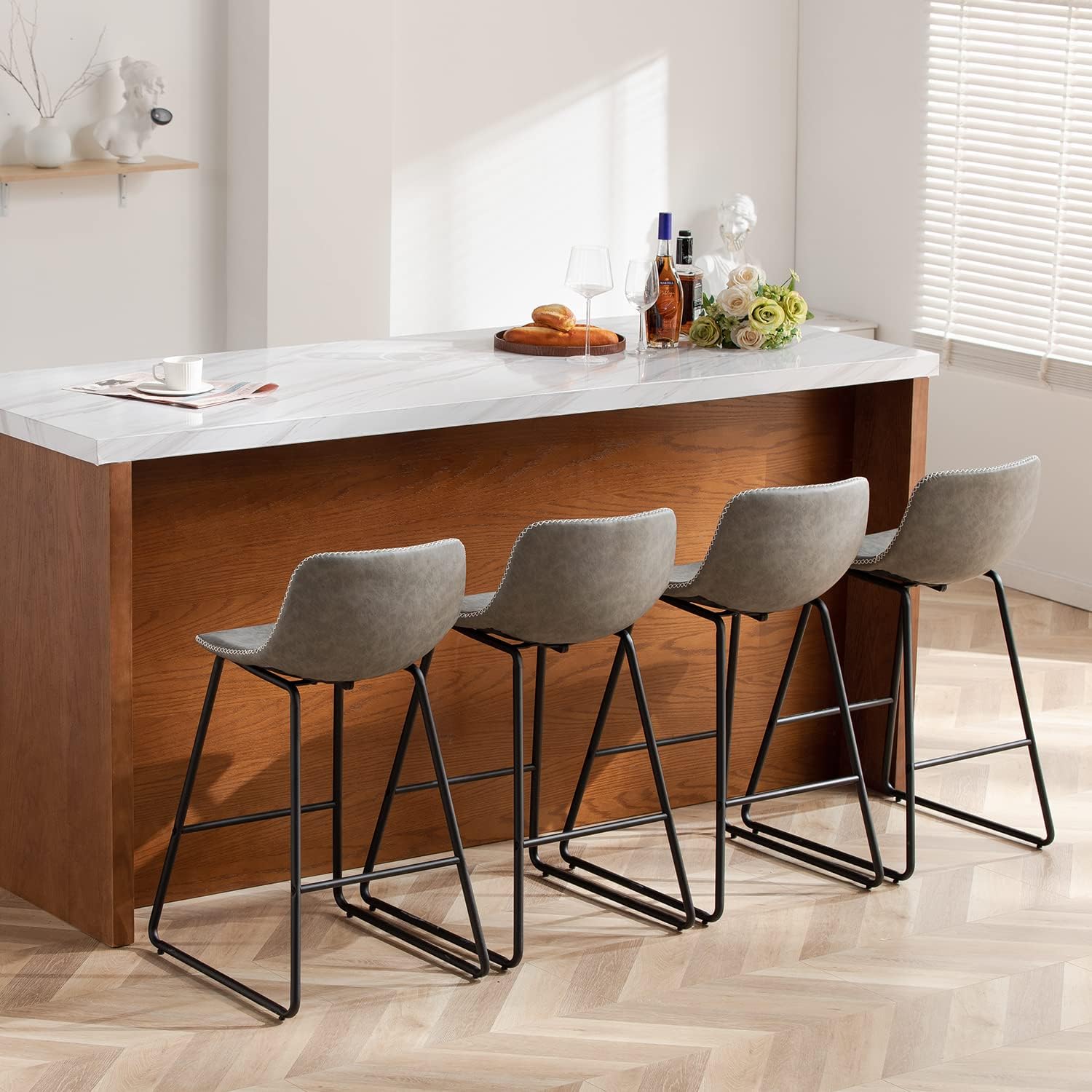 HeuGah Juego de 1 taburetes de bar con altura de mostrador, taburetes de bar modernos para isla de cocina, taburetes de bar de 26 pulgadas de altura