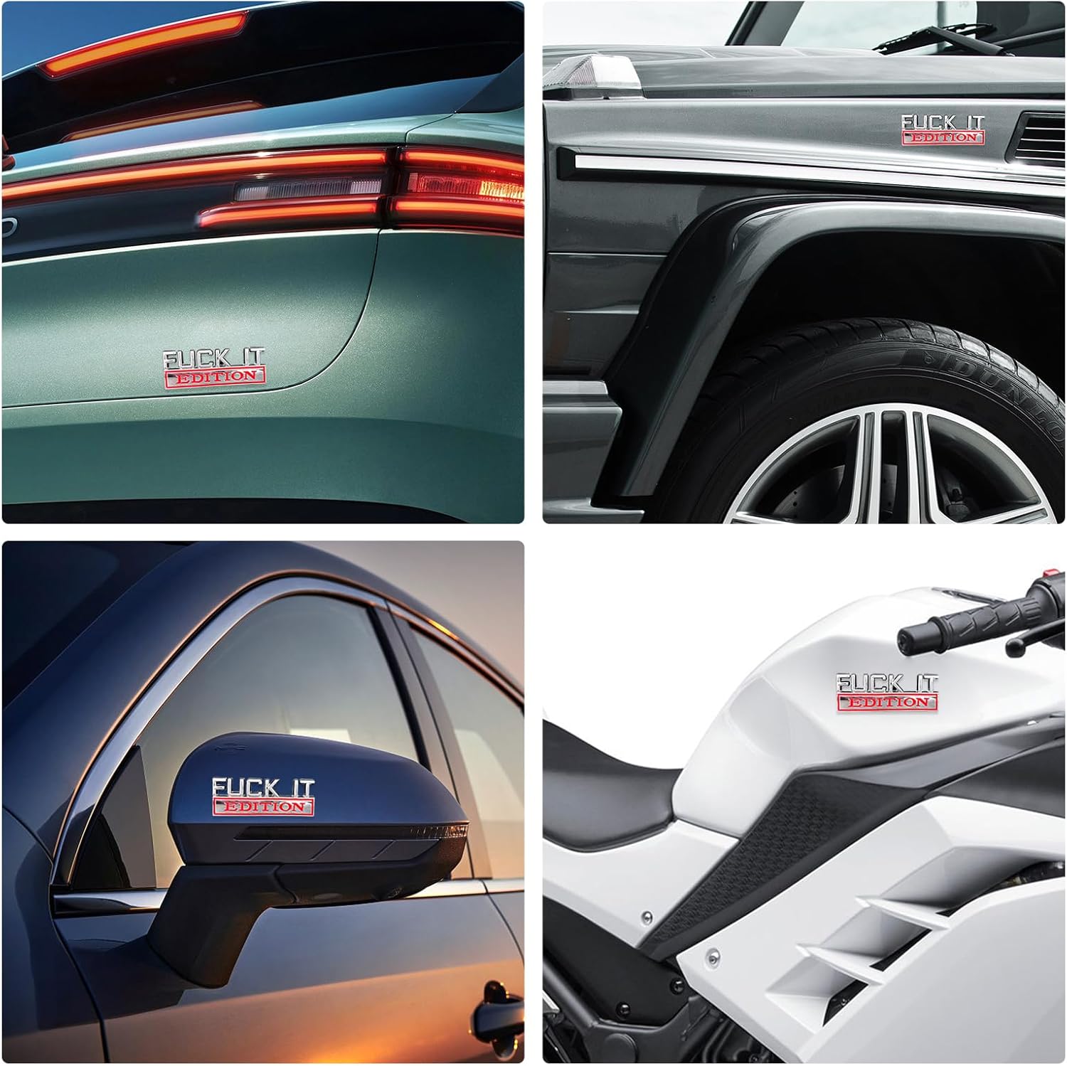 Car Fuck IT Edition Emblema, 3D Cool Badge Auto Fender Parachoques Pegatinas de repuesto de aleación de zinc 3D, accesorios universales para
