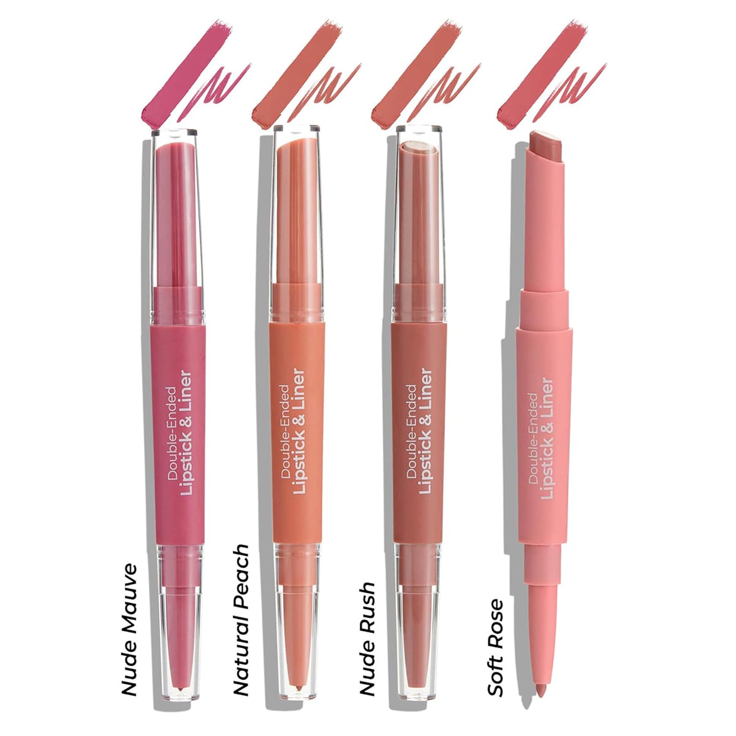 MCoBeauty Lápiz labial y delineador de doble punta, cremoso, de larga duración, color mate, satura, herramienta de labios retráctil perfecta 2 en 1,