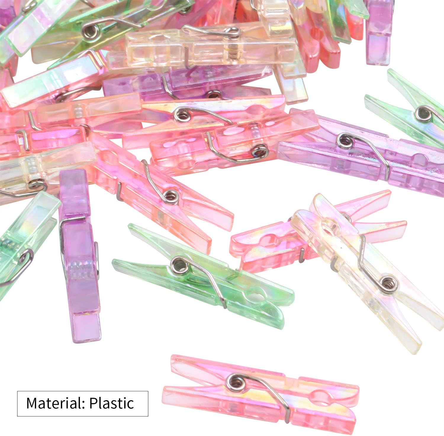 Mini clips de plástico, 50 piezas de clips de fotos de plástico de colores, pinzas de papel para manualidades, 1.4 x 0.2 x 0.3 in