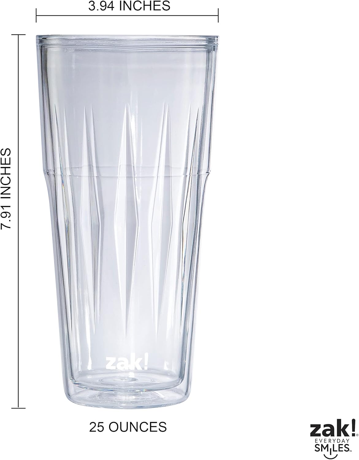 Zak Designs Juego de 2 vasos de plástico aislado de 25 onzas, con construcción de doble pared, fabricado con material duradero y sin BPA para