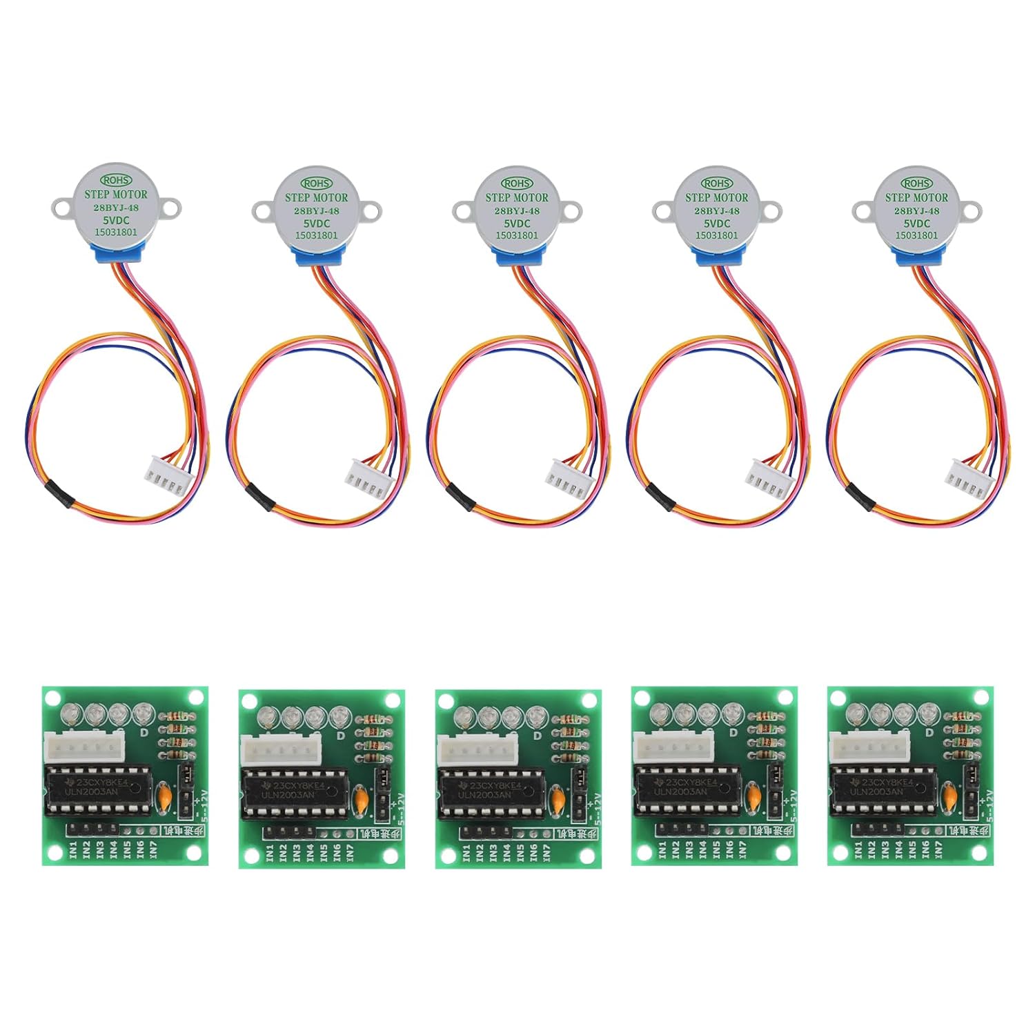Motor paso a paso de 5 cables 28BYJ-48 Motor paso a paso de 5 cables, 5 V ULN2003 Chip Motor Driver Board para Raspberry Pi 4b 3b+3b 2b Zero W 0 WH