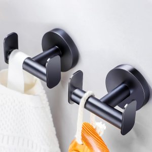 DELITON Ganchos para toallas de baño montados en la pared, gancho de doble pared resistente para colgar abrigos, batas, ropa, acero inoxidable, DELITON Ganchos para toallas de baño montados en la pared, gancho de doble pared resistente para colgar abrigos, batas, ropa, acero inoxidable,