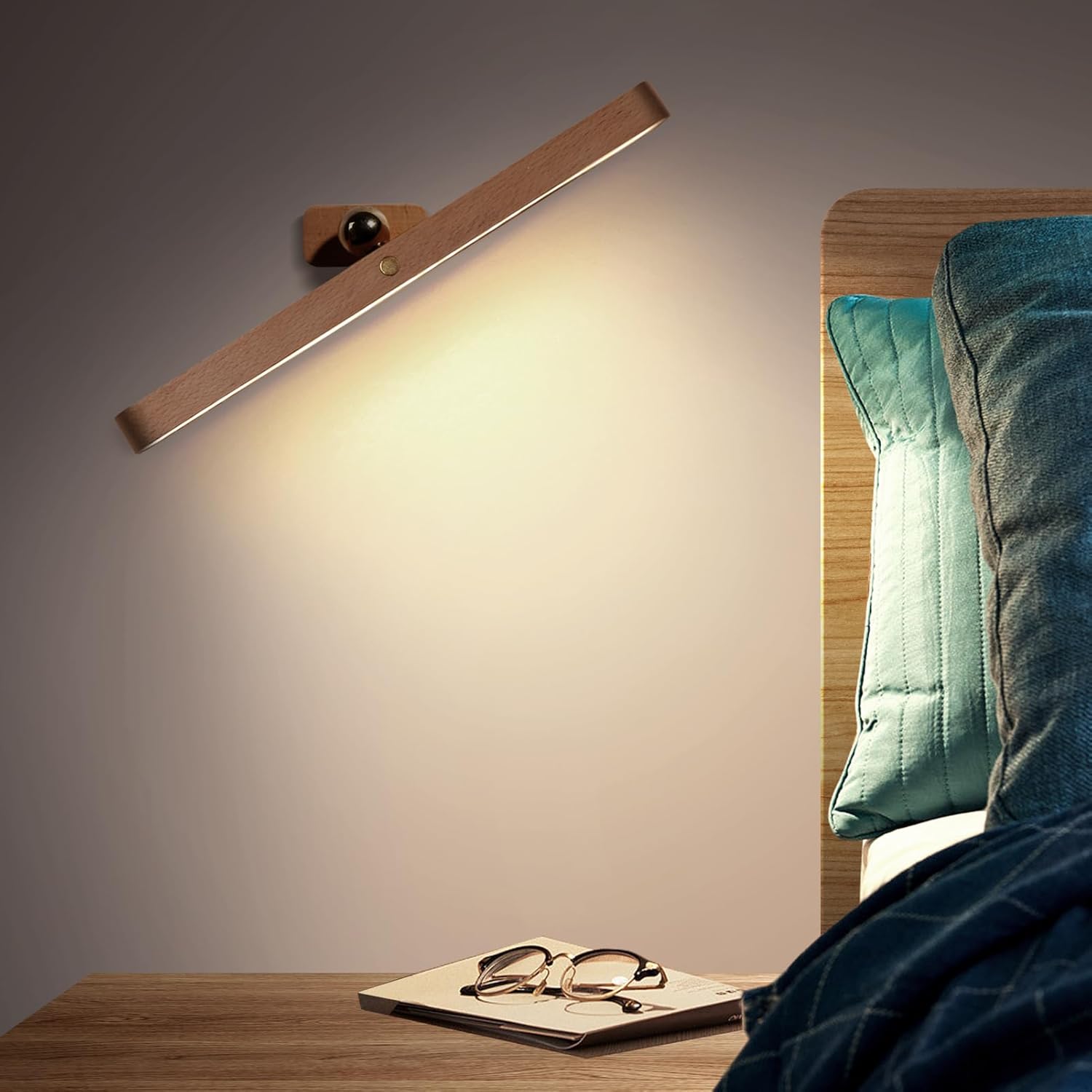Luz magnética giratoria de 360, funciona con pilas, recargable por USB, regulable, luz nocturna LED para luz de lectura, luz de maquillaje e