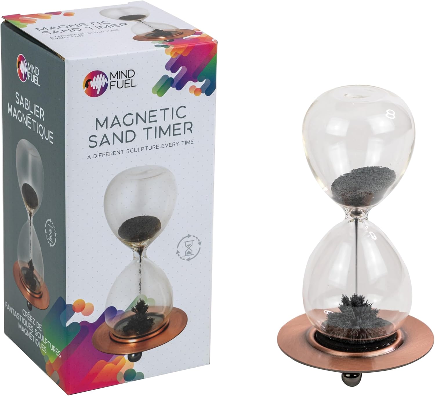F&T – Escultura magnética de reloj de arena con temporizador de arena