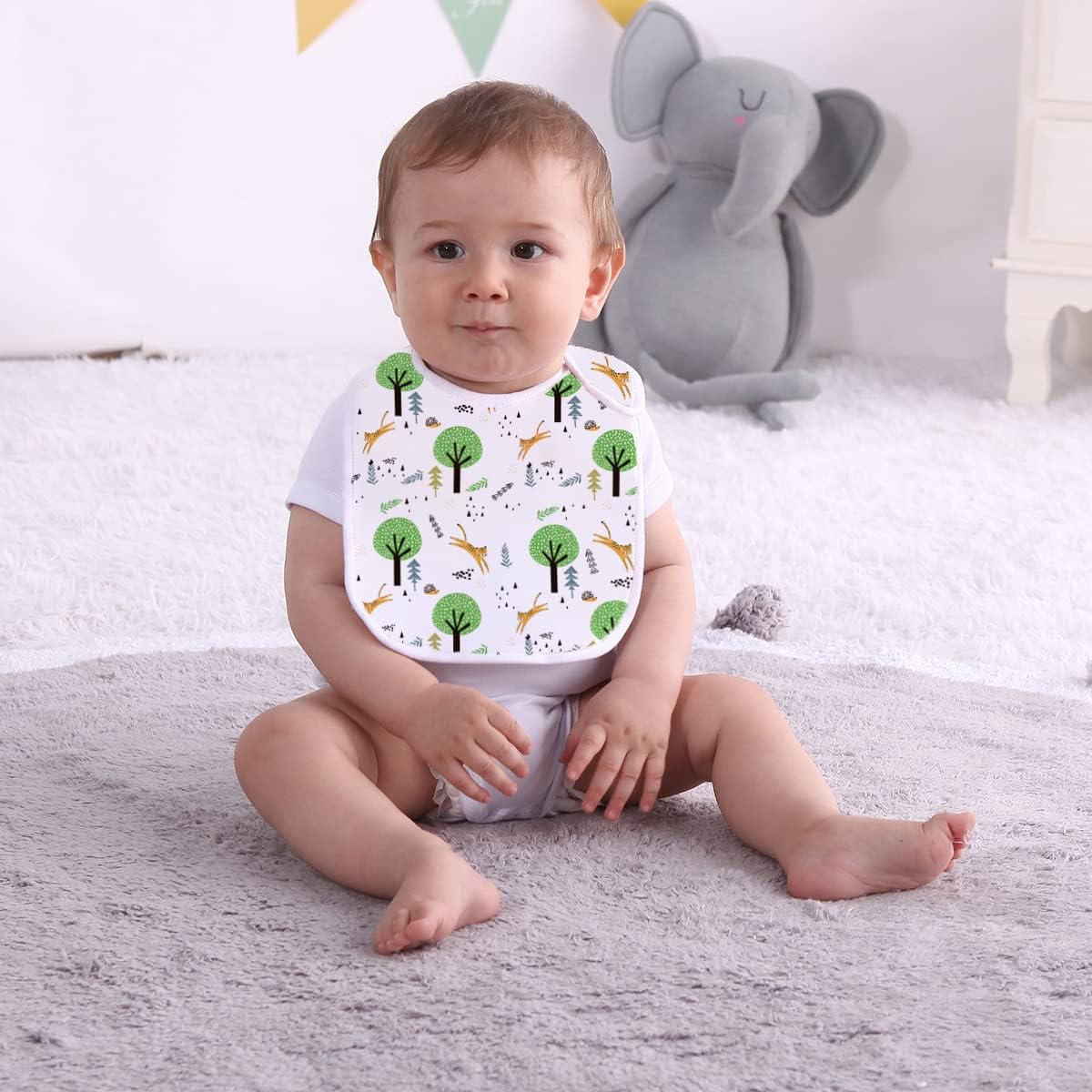 Maiwa Paquete de 6 baberos de algodón impermeables para niñas y niños para babear comer con broches