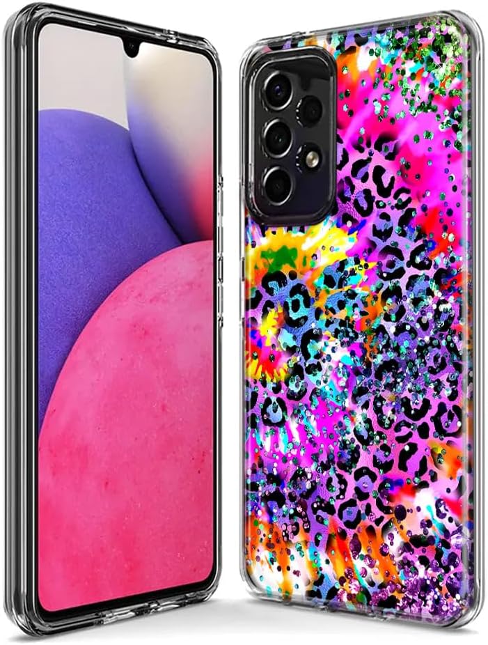 MUNDAZE – Case for Samsung Galaxy A52 Slim Hybrid Shockproof Hard Shell Soft TPU Heavy Duty Protective Phone Cover – Vibrant Pink Purple Tie Dye