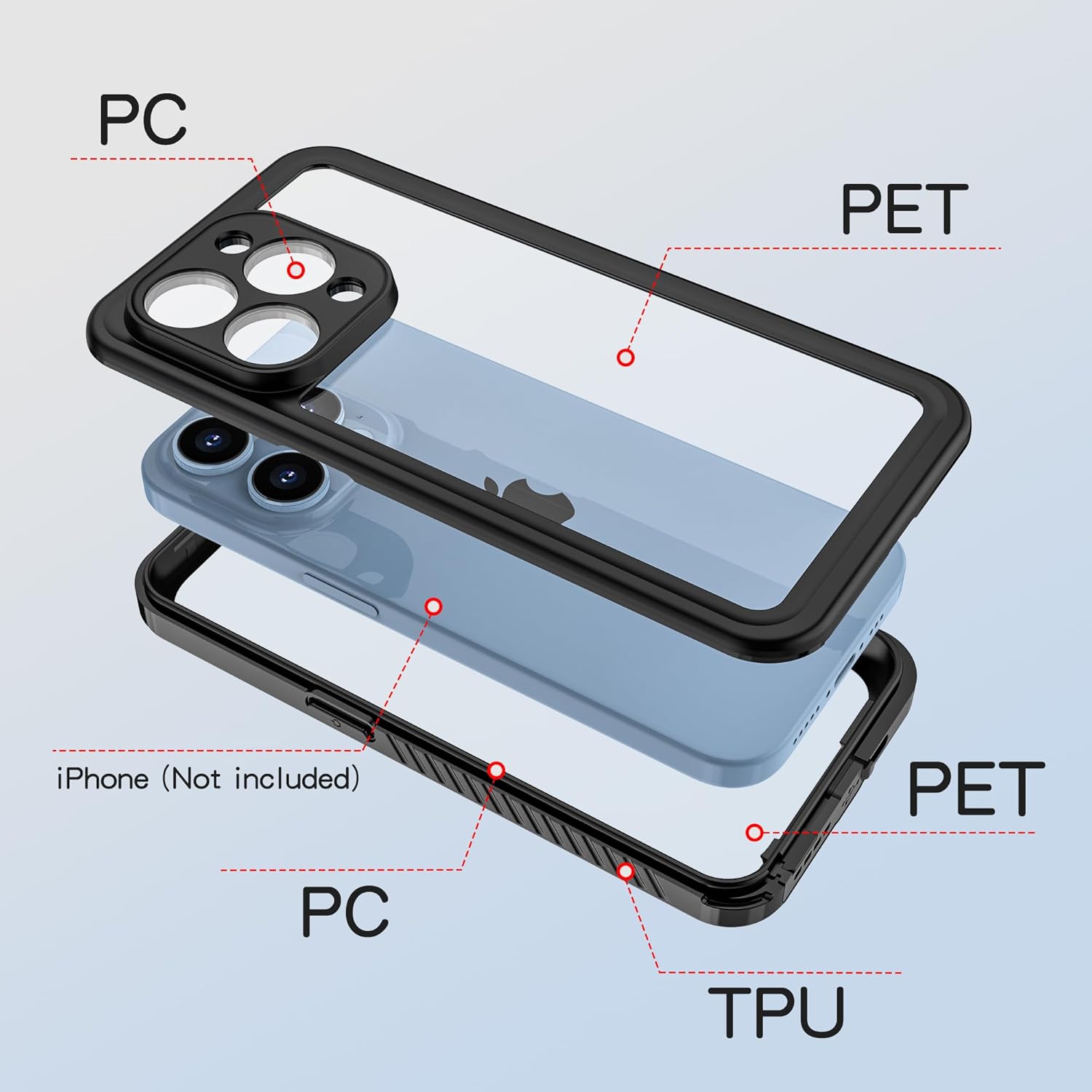 Funda impermeable para iPhone 15 con certificación IP68, a prueba de golpes, a prueba de suciedad, a prueba de nieve, carcasa protectora de cuerpo