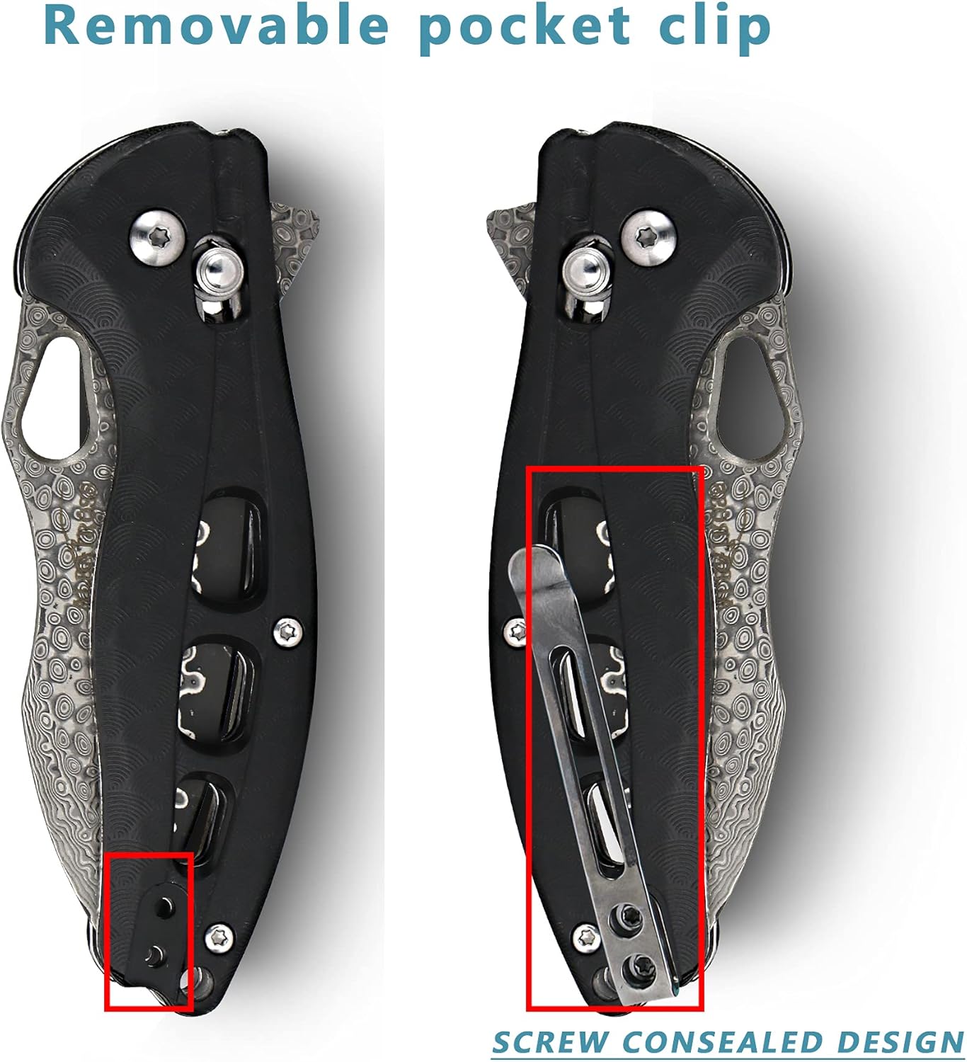 ALBATROSS Cool Flipper Axis Lock – Cuchillo de bolsillo plegable con hoja de acero de Damasco moderna de 3 pulgadas y mango FRN de alta resistencia