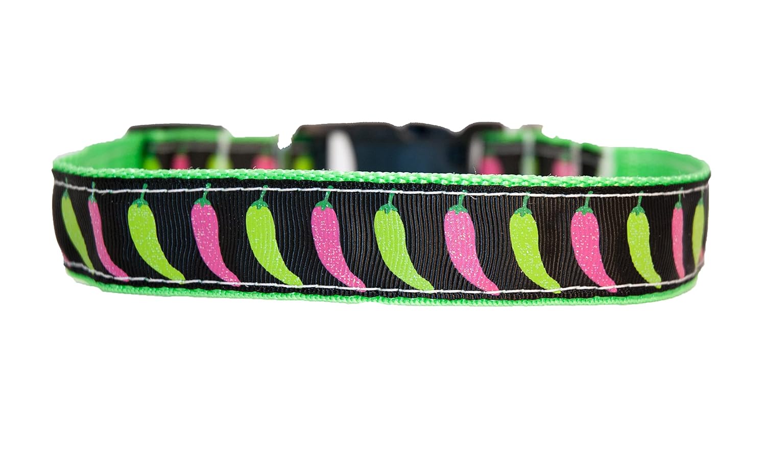 Chili Peppers dog collar. 1 inch wide (Large (1″x 17-22″))
