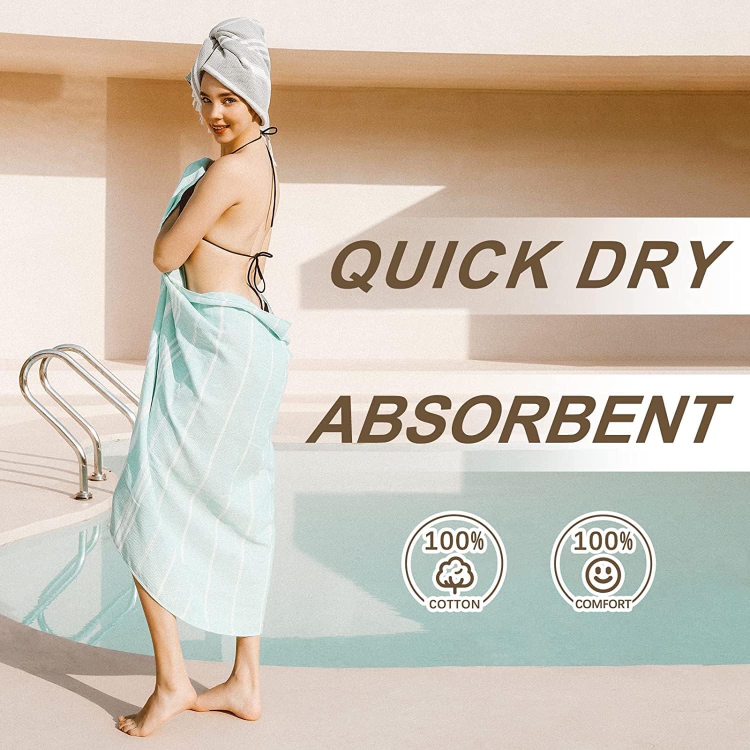 Toalla de playa turca de algodón para baño, baño, piscina, funda para silla de descanso, 40 x 72 pulgadas, gigante, gigante, gigante, gigante,