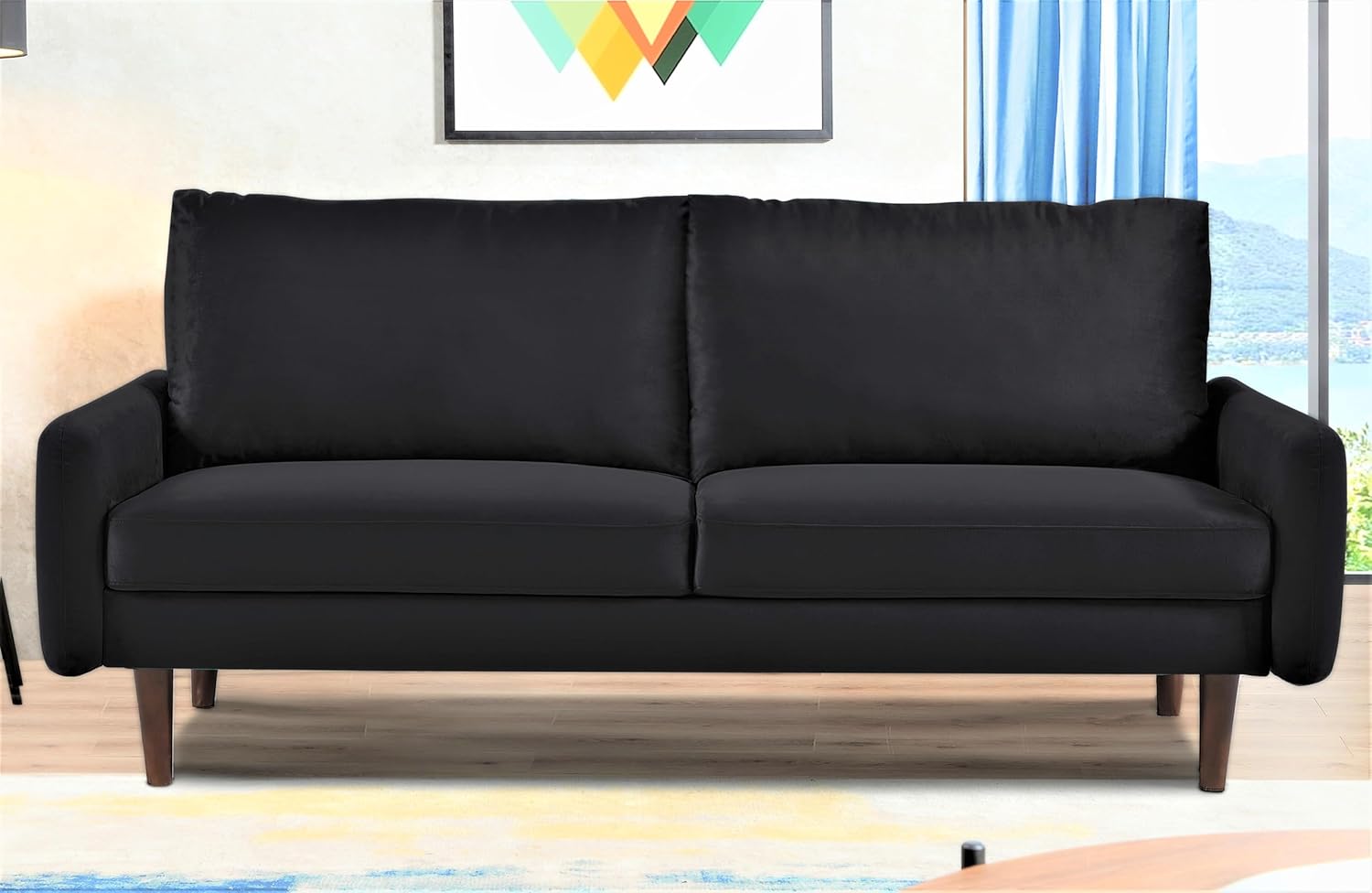 Container Furniture Direct Kent – Sofá de terciopelo para salas de estar modernas y espacios compactos, cómodo sofá de 3 plazas, muebles de estudio