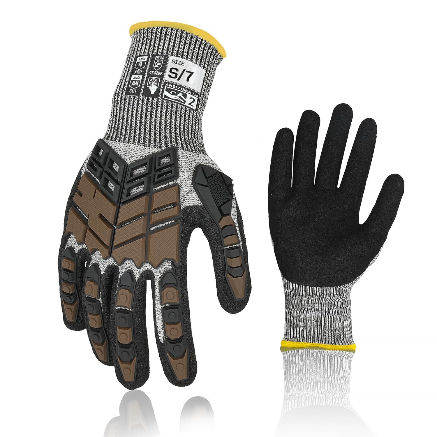 Graloky Guantes de trabajo de seguridad, guantes de impacto para hombres y mujeres, resistentes a los cortes, antideslizantes, resistentes con