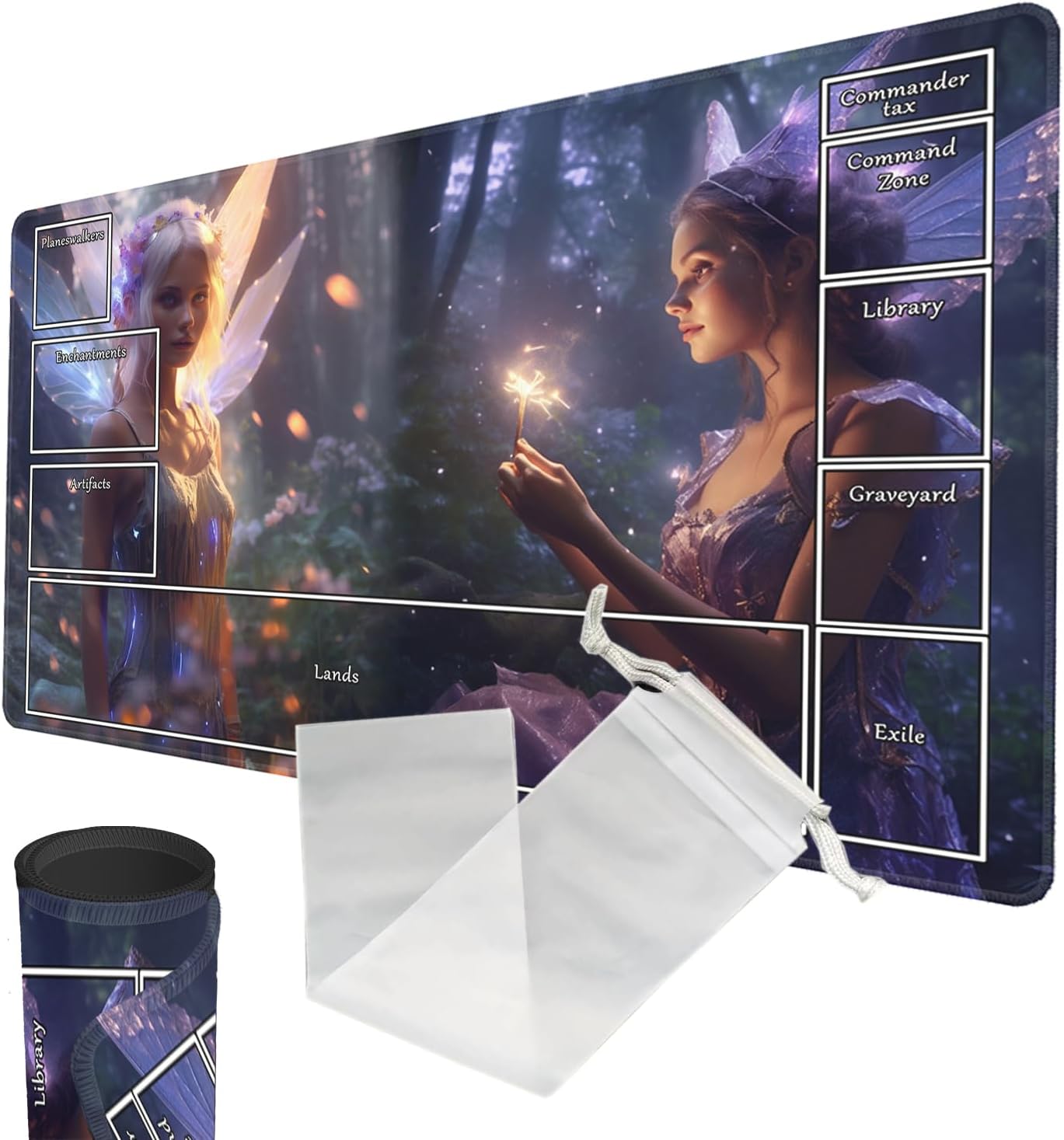 MTG – Tapete de juego TCG, con zonas más recientes para juegos de mesa de cartas, base de goma antideslizante, tapete grueso de 0.118 pulgadas,