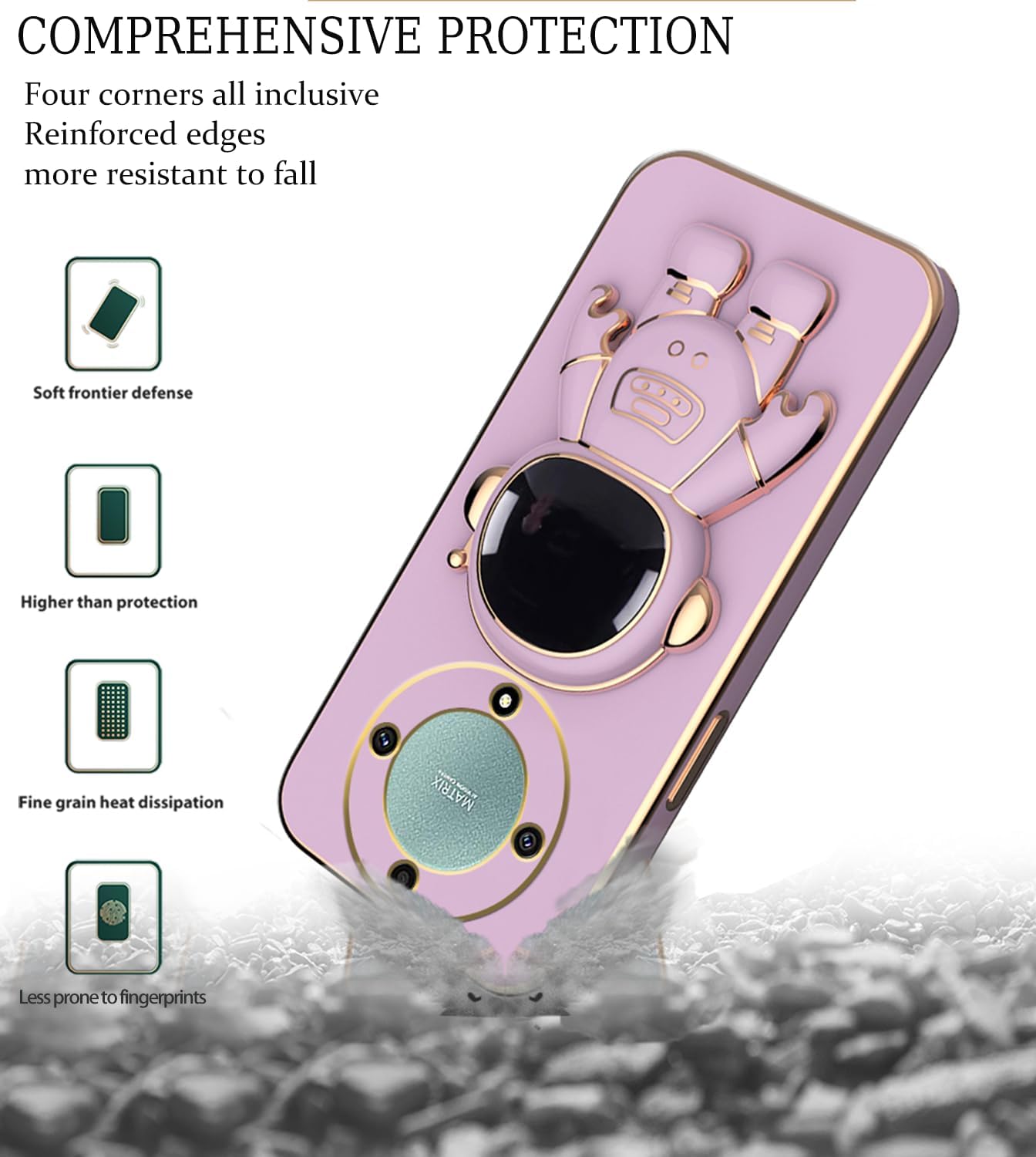 Funda compatible con Honor Magic 5 Lite con chapado creativo de astronauta y caricaturas, color rosa, funda para teléfono Honor X9a, soporte de