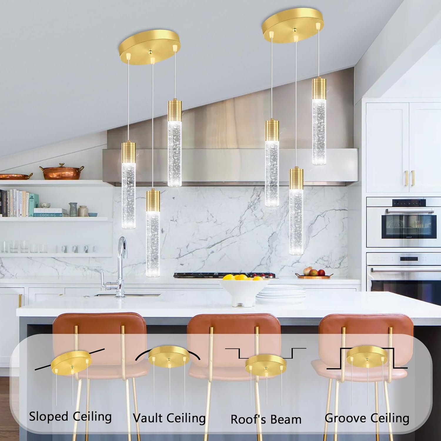 3 luces colgantes modernas LED para isla de cocina, luz colgante de burbuja, iluminación colgante para cocina, isla comedor, luces colgantes de