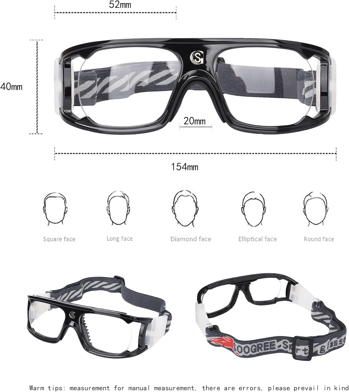 SooGree – Lentes deportivos para correr, lentes de protección polarizados, anti niebla absorción de golpes con correa ajustable