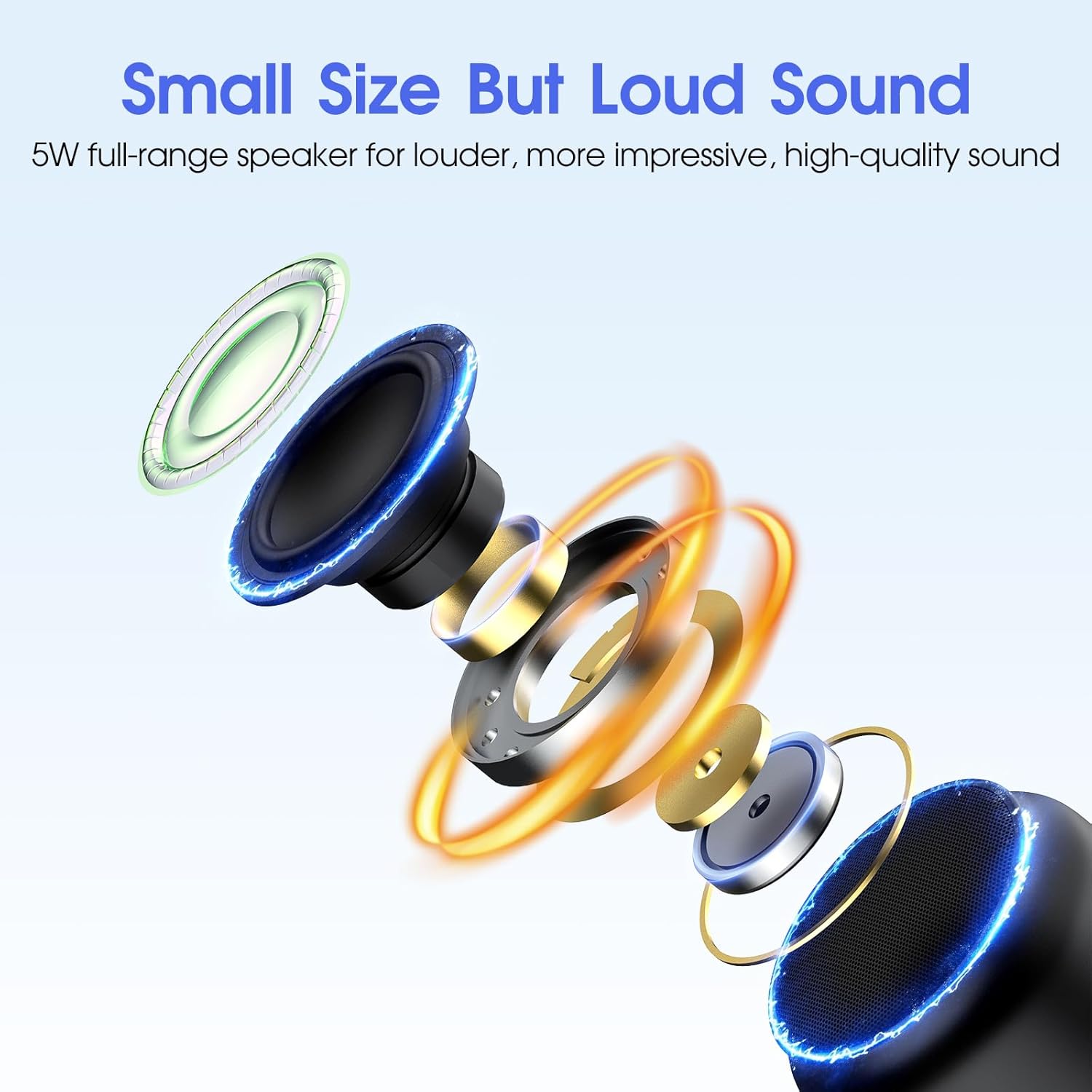 LFS Altavoz Bluetooth portátil, pequeño altavoz Bluetooth, reproducción ultra larga de 15 horas, emparejamiento TWS, adecuado para el hogar,