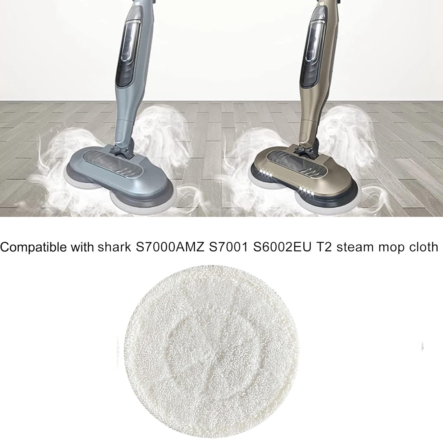 VideoPUP Almohadillas de microfibra de repuesto para trapeador de vapor, 4 unidades, color blanco, reutilizables, lavables, compatibles con