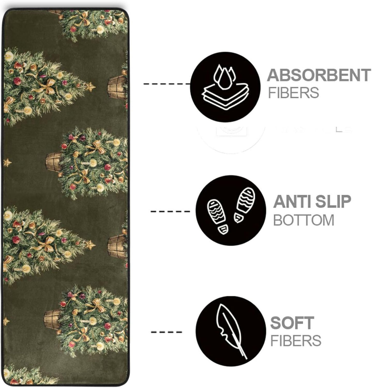 Alfombra vintage de árbol de Navidad para pasillo, cocina, vacaciones de temporada, lavable, no desprende pelusa, alfombra de entrada para sala de