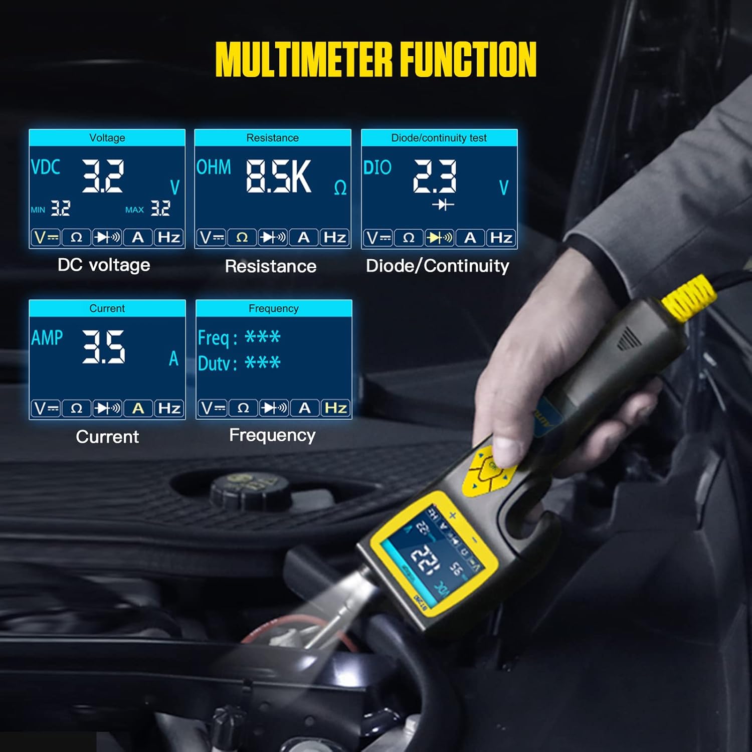 AUTOOL Probador de circuito automotriz, kit de sonda de circuito de potencia de 9 V-30 V con multímetroreléprobador de inyector de
