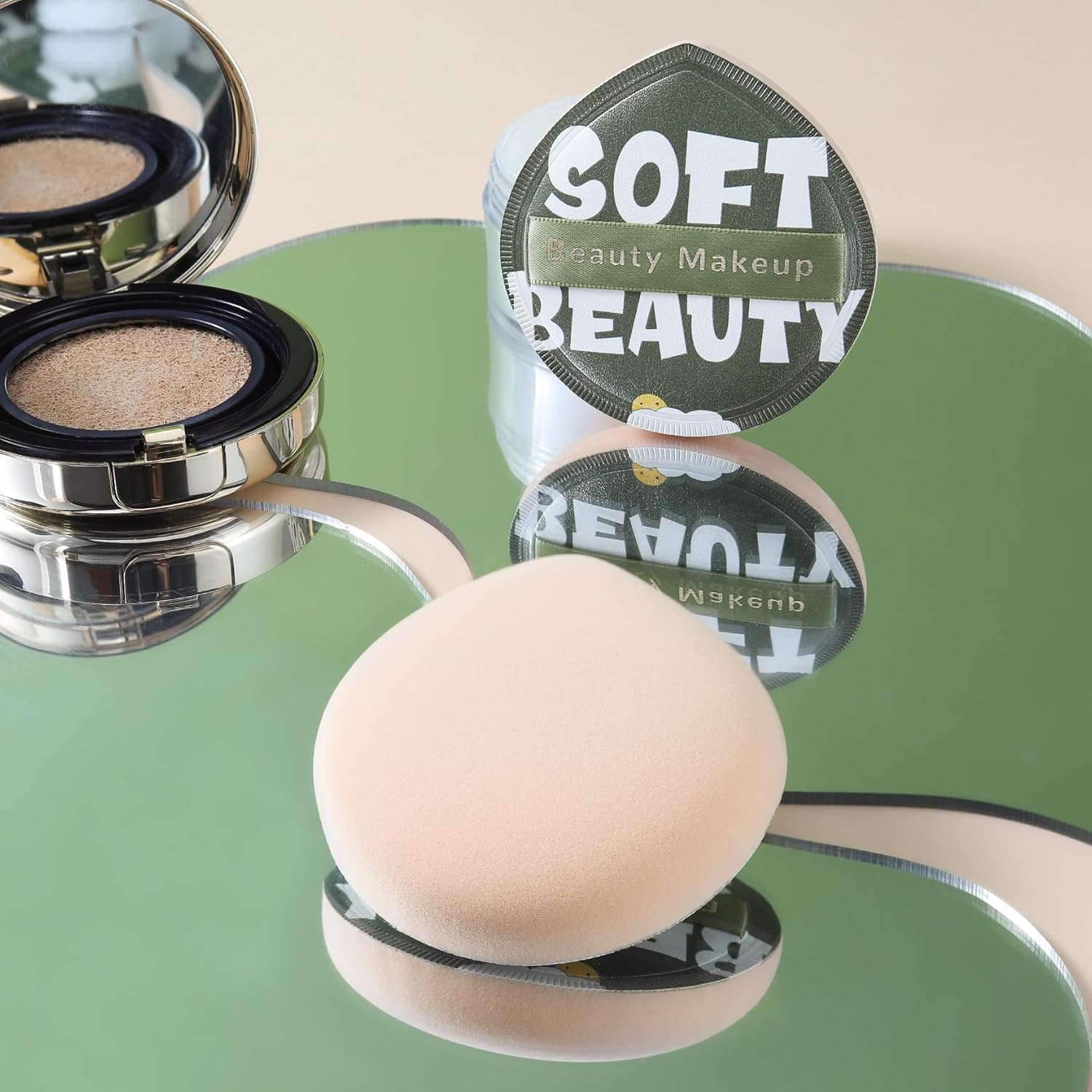 Esponja de maquillaje grande, 2 unidades, esponjas de polvo súper suaves que se aplican rápidamente en 3 segundos, herramienta de maquillaje en seco
