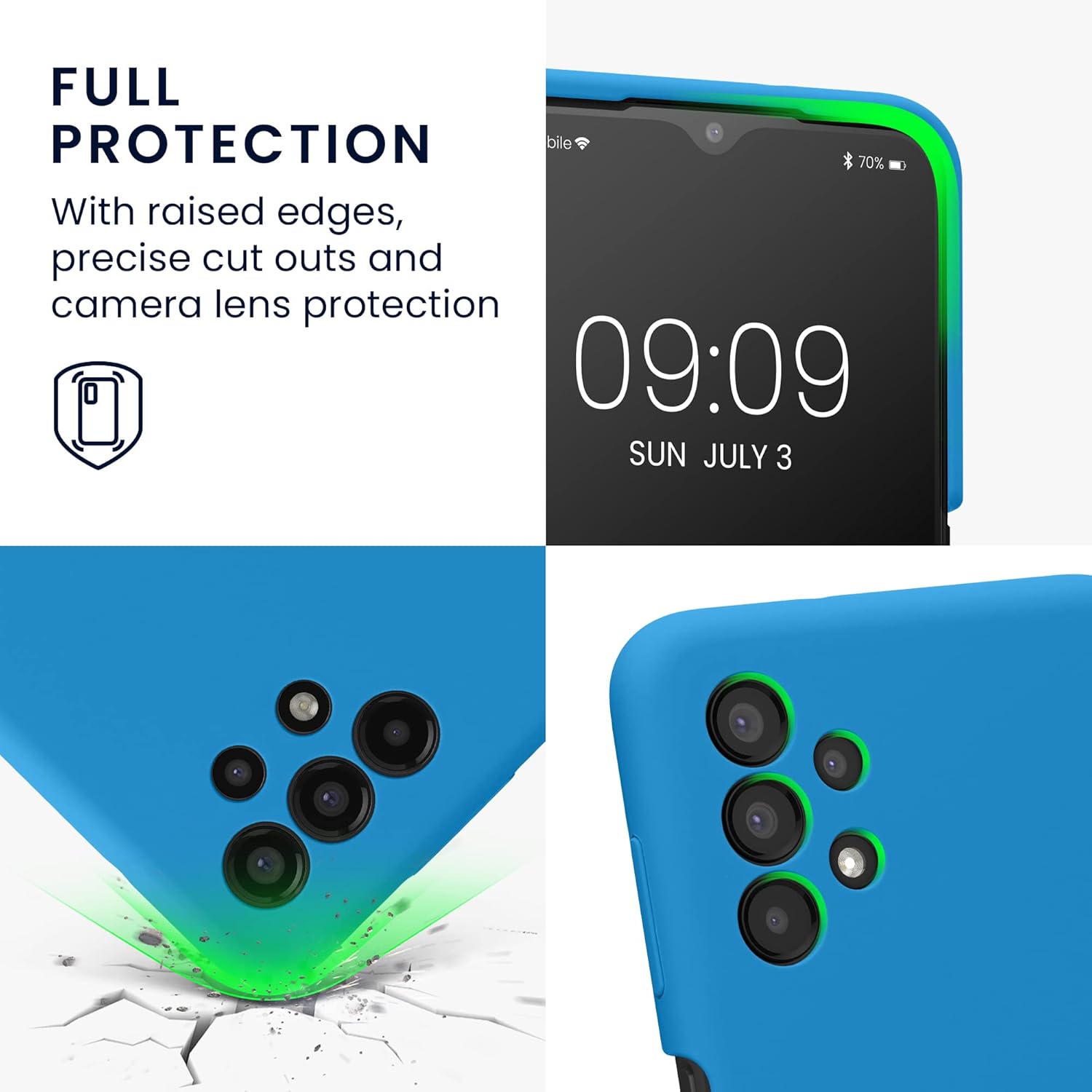 kwmobile Funda compatible con Samsung Galaxy A13 4G – Funda delgada de silicona TPU – Acabado suave al tacto – Arrecife azul