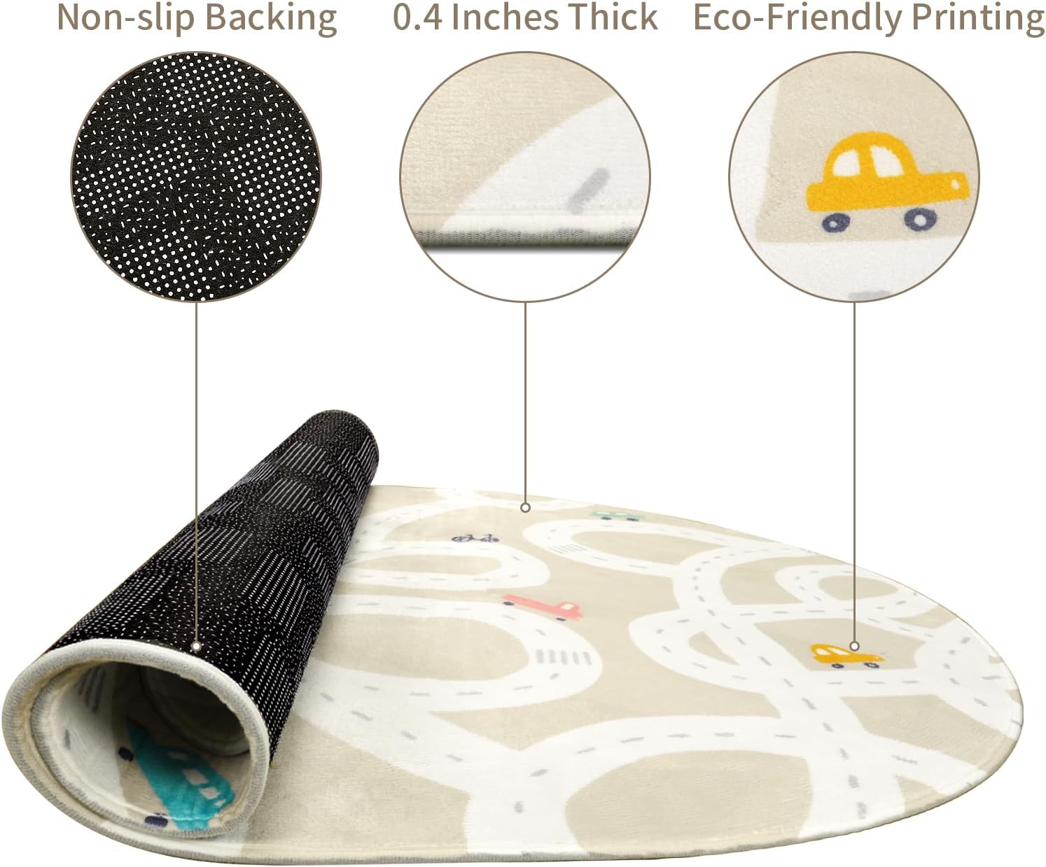 Alfombra pequeña para habitación de niños, alfombra de carretera lavable de 3 x 5 pies para guardería de bebé, alfombra antideslizante para sala de
