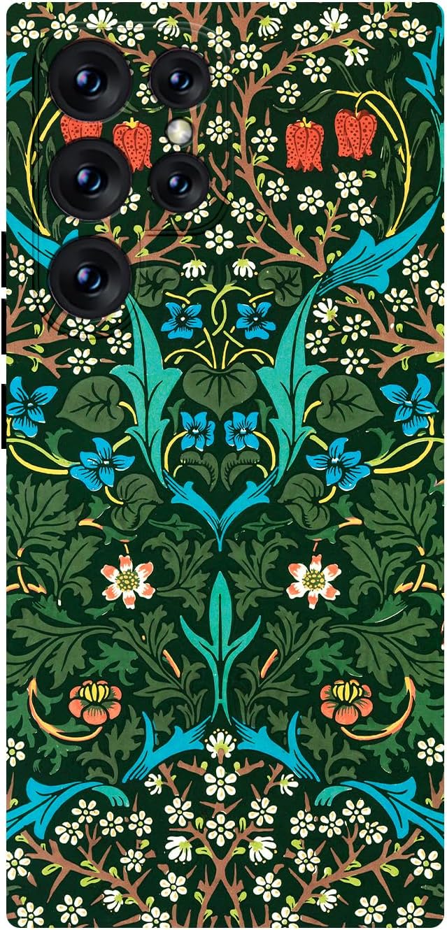 MURLEBAY Funda para Samsung Galaxy S22 Ultra, funda protectora delgada de TPU suave para teléfono con diseño de flores y plantas de flores