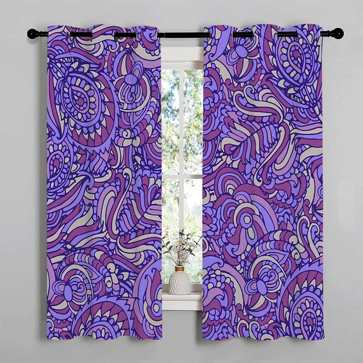 YANFENQI Cortinas para Habitacion Purple Ethnic Closet Curtains Blackout Material 63Inch Width by 63Inch Length,2 Panels