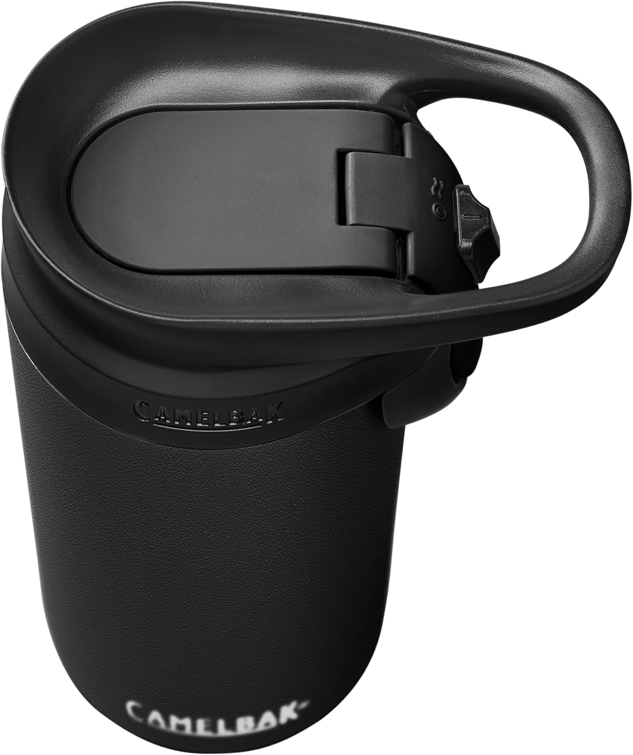 CamelBak Forge Flow – Taza de café y viaje de 12 onzas, acero inoxidable aislado, base de silicona antideslizante, fácil operación con una sola mano