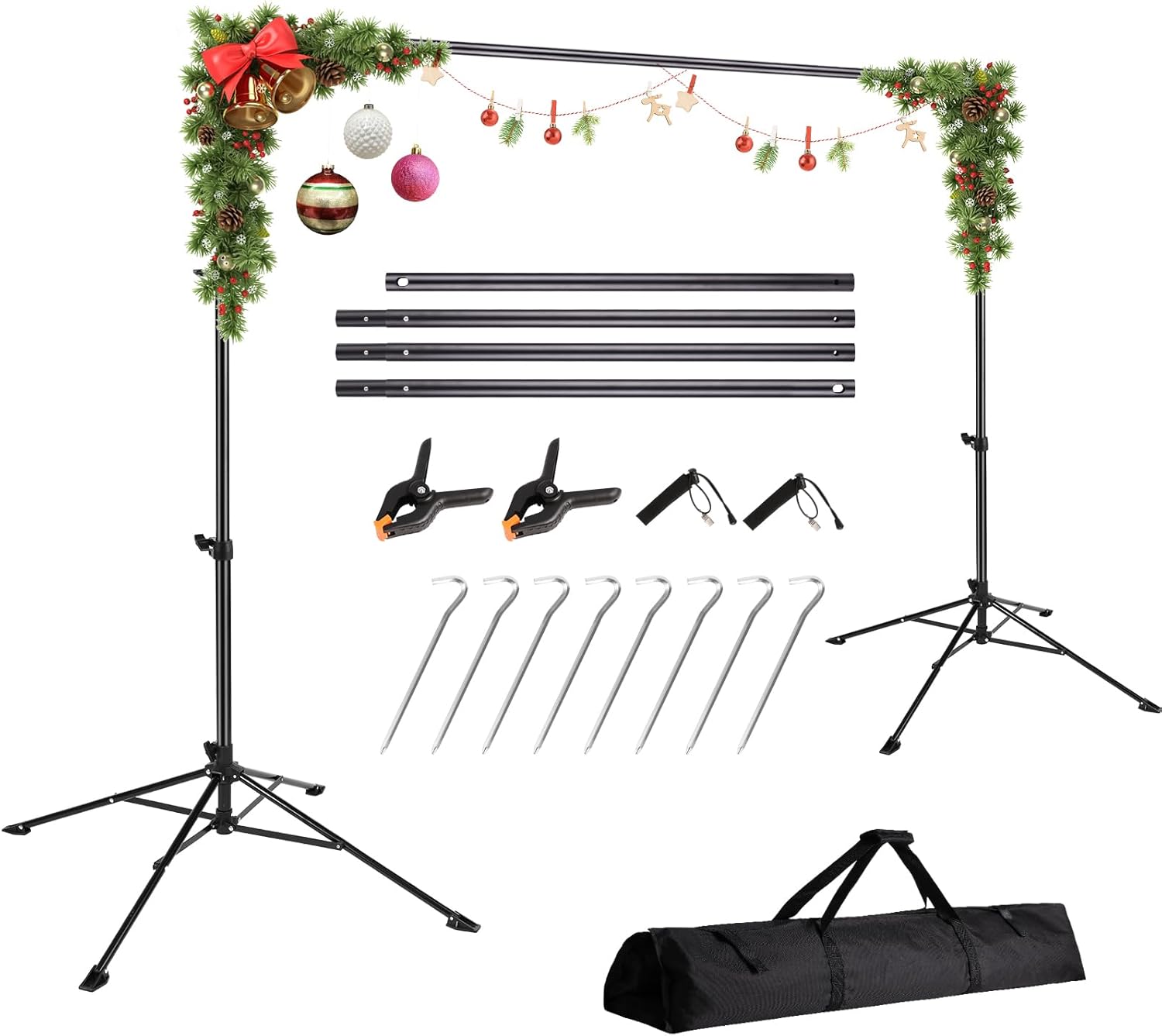 Soporte de fondo de cuatro patas de 6.5 x 10 pies, soporte de fondo de fotos de IFKDNR para fiestas, kit de soporte ajustable con 4 barras
