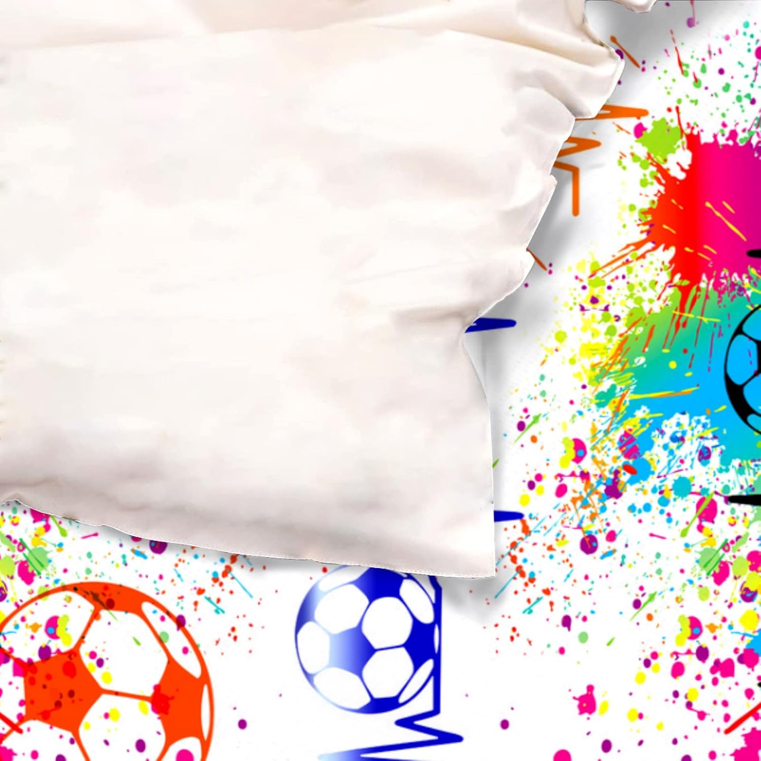 Brloote Juego de ropa de cama de pelota de fútbol con fundas de almohada a juego, tamaño individual, funda de edredón con temática deportiva de