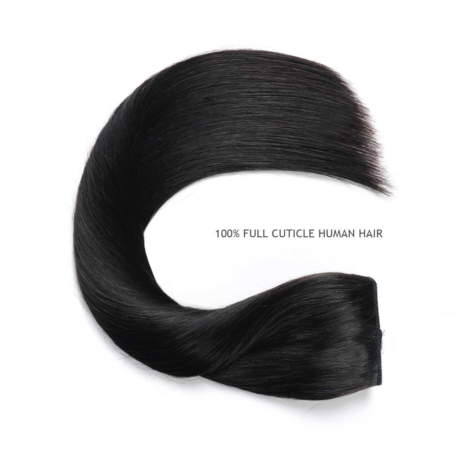 YILITE – Extensiones de cabello humano con alambre, color negro azabache #1, extensiones de cabello humano Remy de 12 pulgadas, 2.47 onzas (12