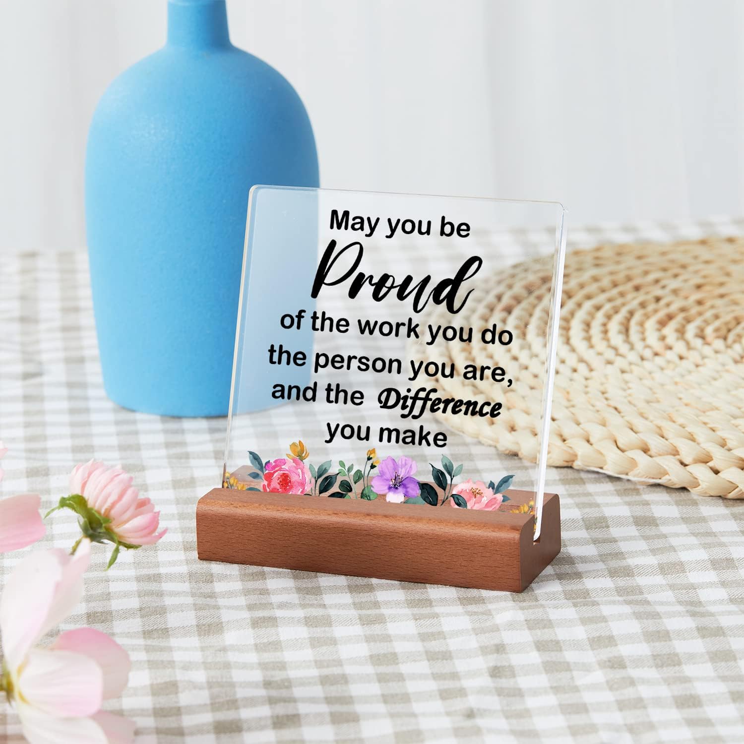 Cartel de agradecimiento de despedida para mujeres, hombres, amigos, jefes, regalo de jubilación, placa cuadrada de acrílico con soporte de madera