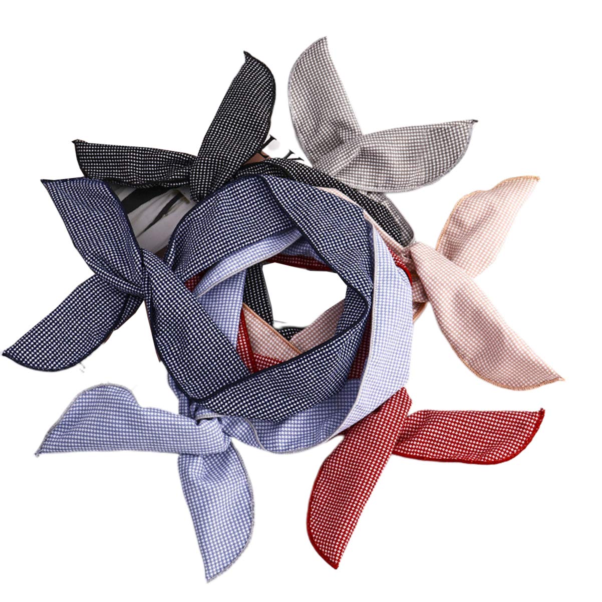 Beaupretty Diadema con lazo para el cabello, 6 unidades, con alambre, diseño de orejas de conejo, bufanda, tocado de borde ancho, accesorios para el