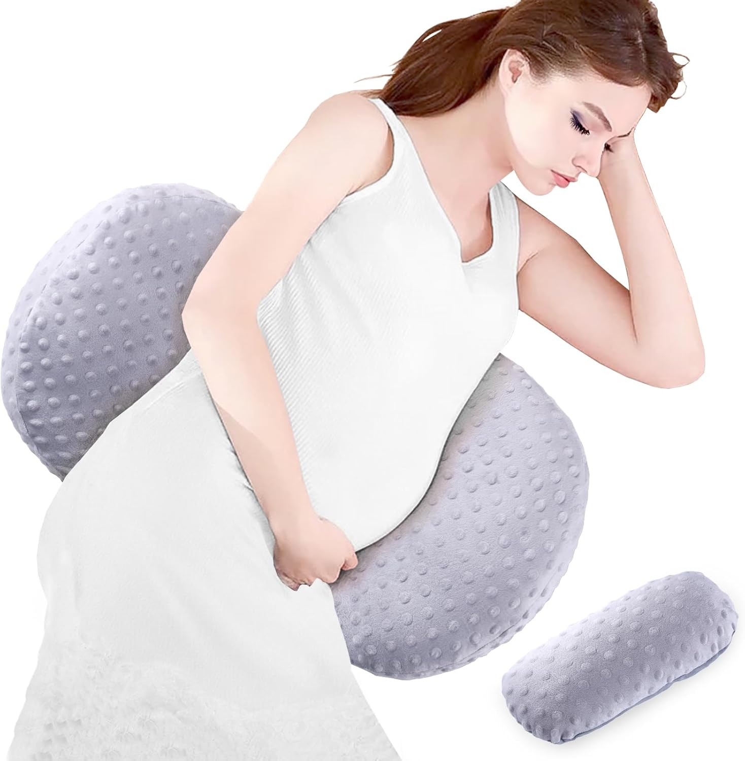 neexan Almohada de dormir para embarazo, almohada de cuña suave para el abdomen, soporte de espalda y piernas, funda de almohada ajustable (gris)