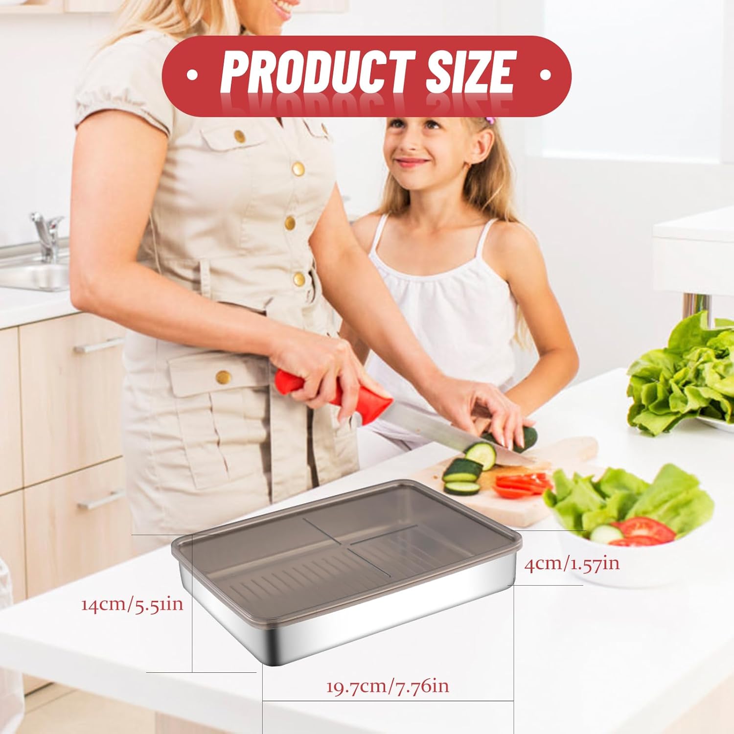 Recipiente de queso para refrigerador, contenedor de tocino para refrigerador, recipientes herméticos de acero inoxidable 304 para almacenamiento de