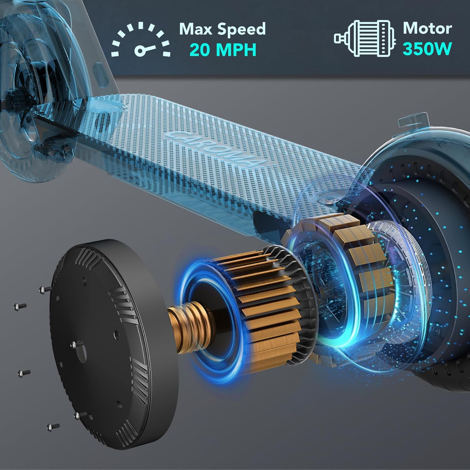 Caroma Patinete eléctrico, motor de 500 W, alcance de 25 millas y 20 mph, neumáticos sólidos de 10 pulgadas, scooter eléctrico para adultos, scooter