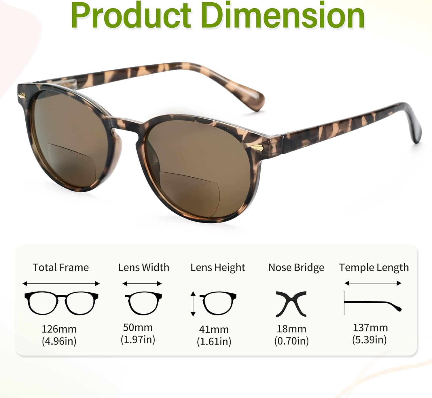 Madison Avenue Gafas de sol redondas bifocales de lectura para mujeres y hombres, bisagra de resorte, protección UV, lentes de lectura solar