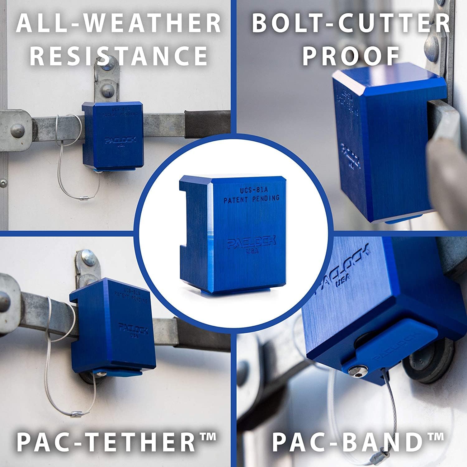 PACLOCK ‘s UCS-81A Bloqueo de Remolque, Compre American Act obediente, aluminio anodizado plateado, menos cilindro, grillete oculto