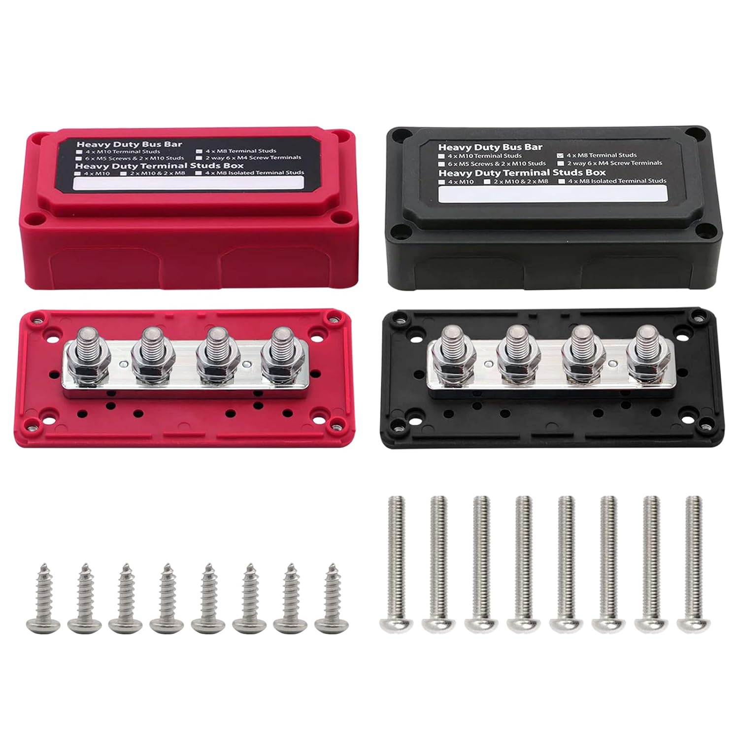 Ampper – Barra de bus de 4 postes de 12-48 V 300 A 38 pulgadas (M10), 4 postes de latón impermeable, bloque de distribución de energía y tierra, kit