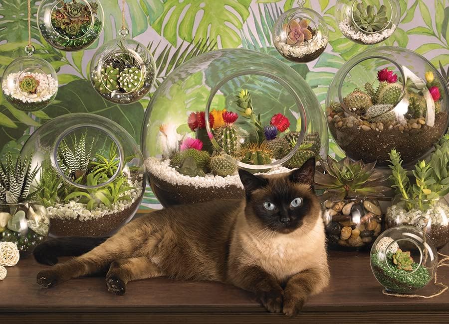 Cobble Hill – Rompecabezas de 1000 piezas, gato terrario, póster de muestra incluido