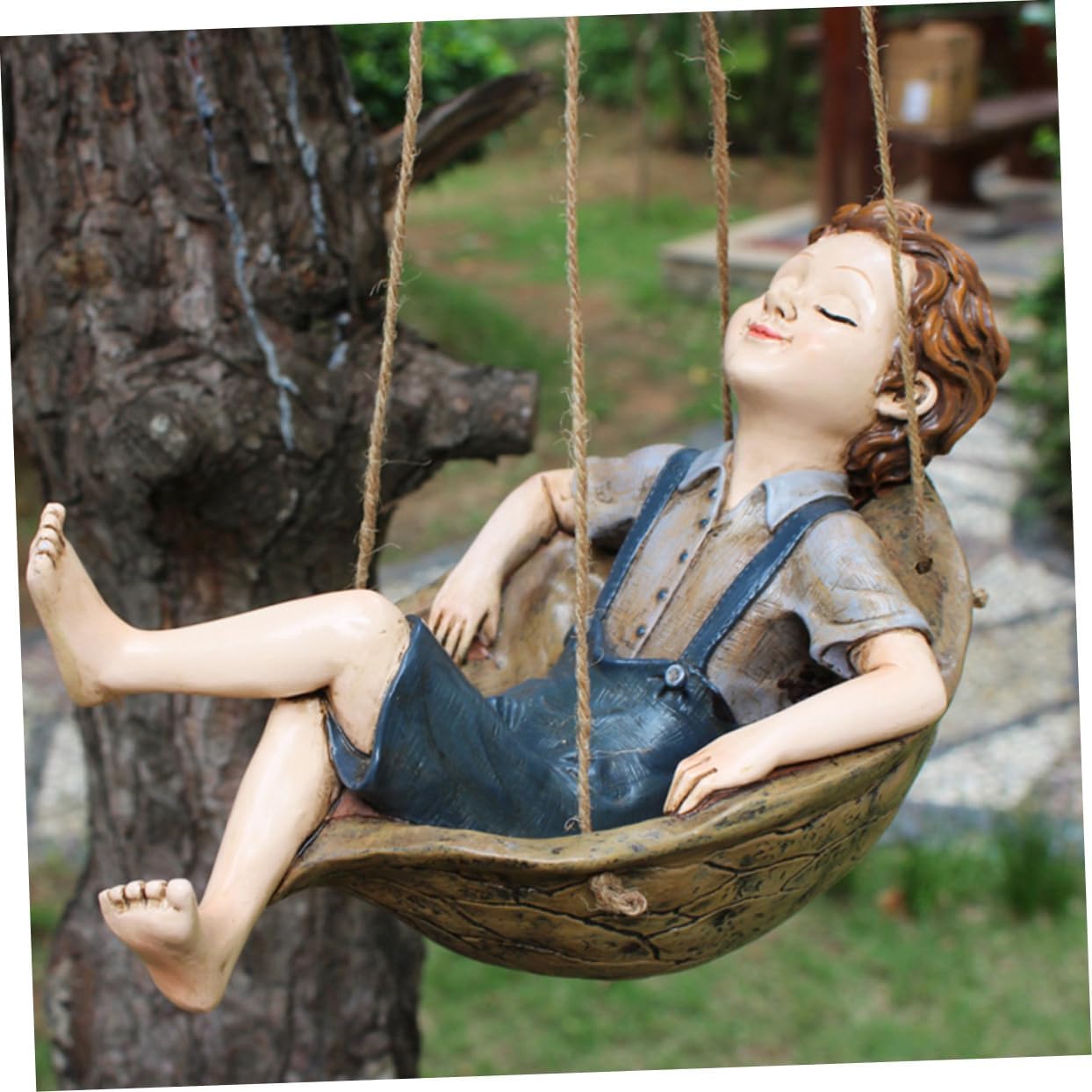 1 hamaca colgante de jardín al aire libre, decoración de casa para el hogar, figuras de hadas, estatua de hada de jardín, adornos de resina, árbol